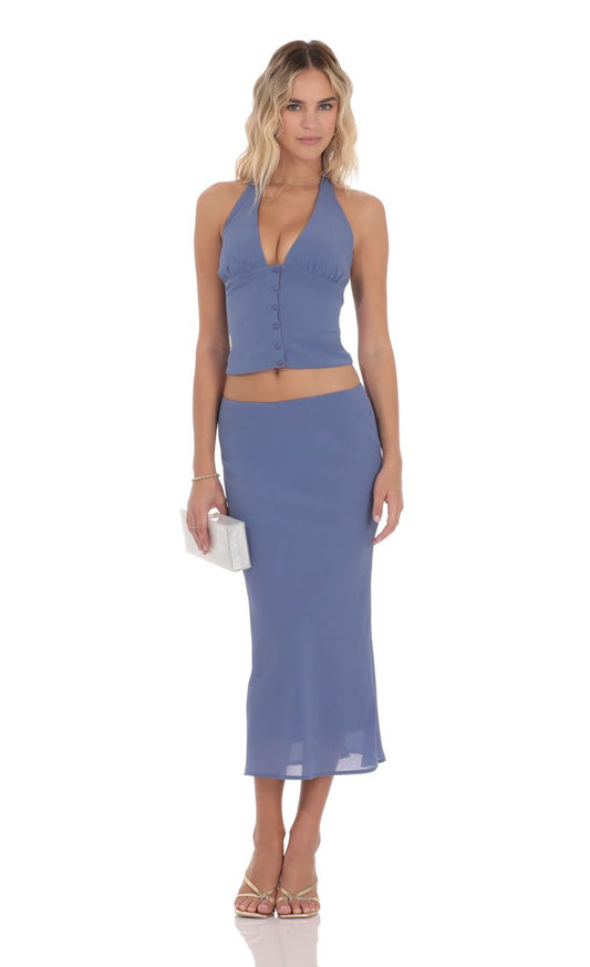 Sutton Midi Skirt - Powder Blue