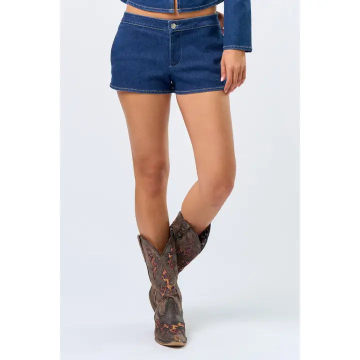 Zuri Low-Rise Denim Mini Shorts