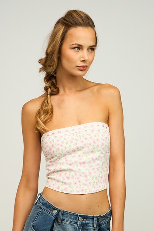 Mia Ditsy Floral Tube Crop Top