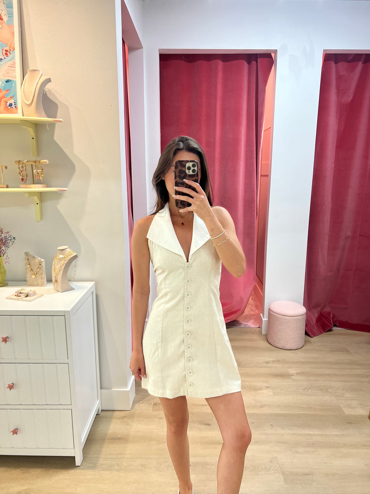 Lisette Button Front Mini Dress