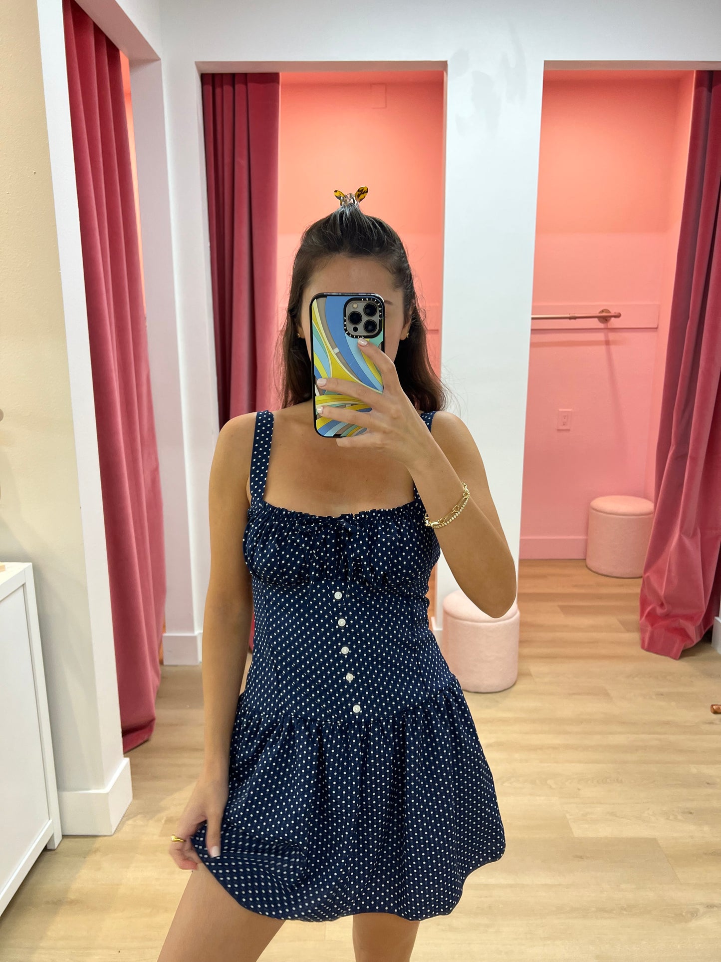 Rosanna Polka Dot Dress - Navy