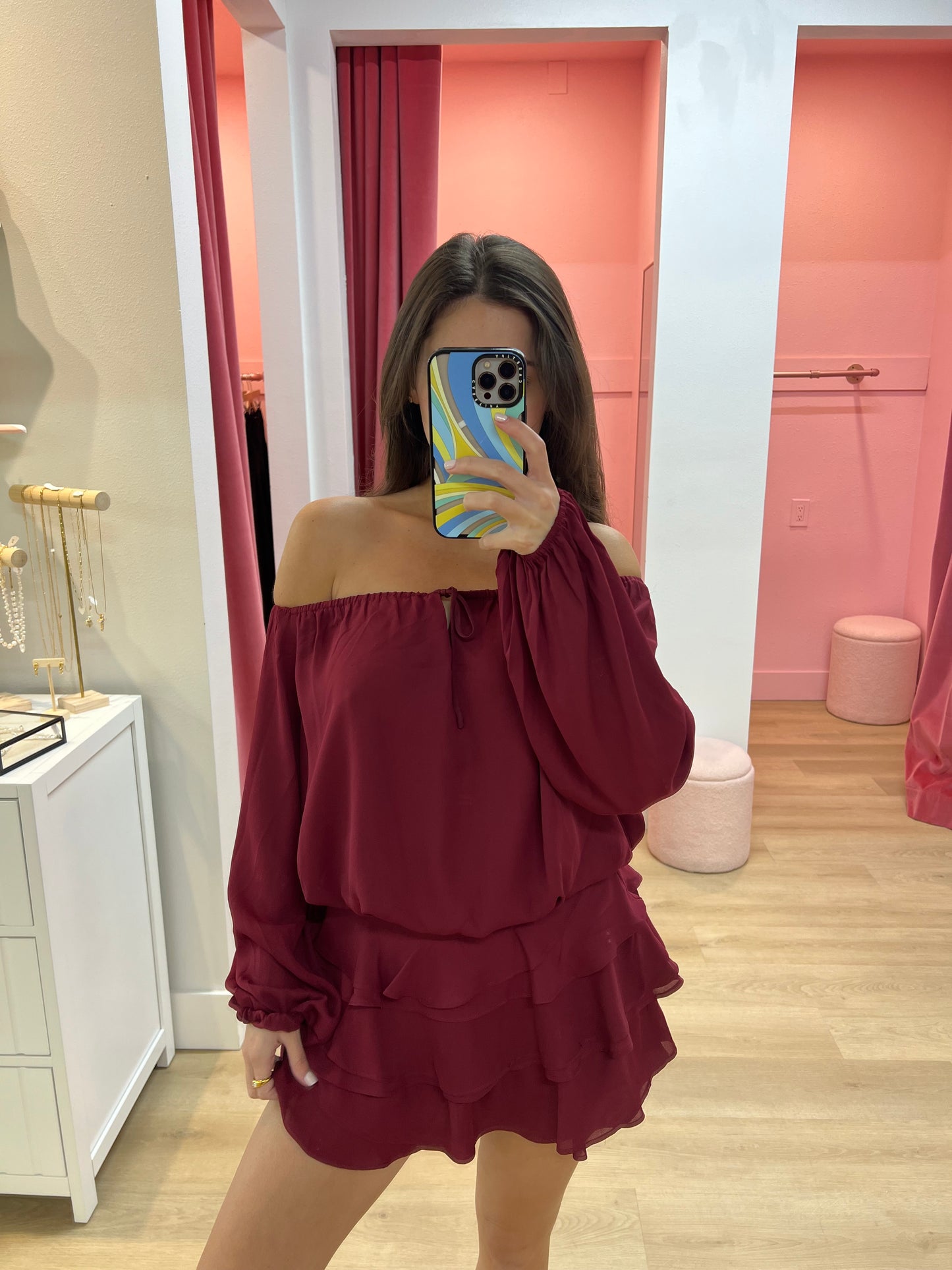 Polly Off-Shoulder Top - Burgundy
