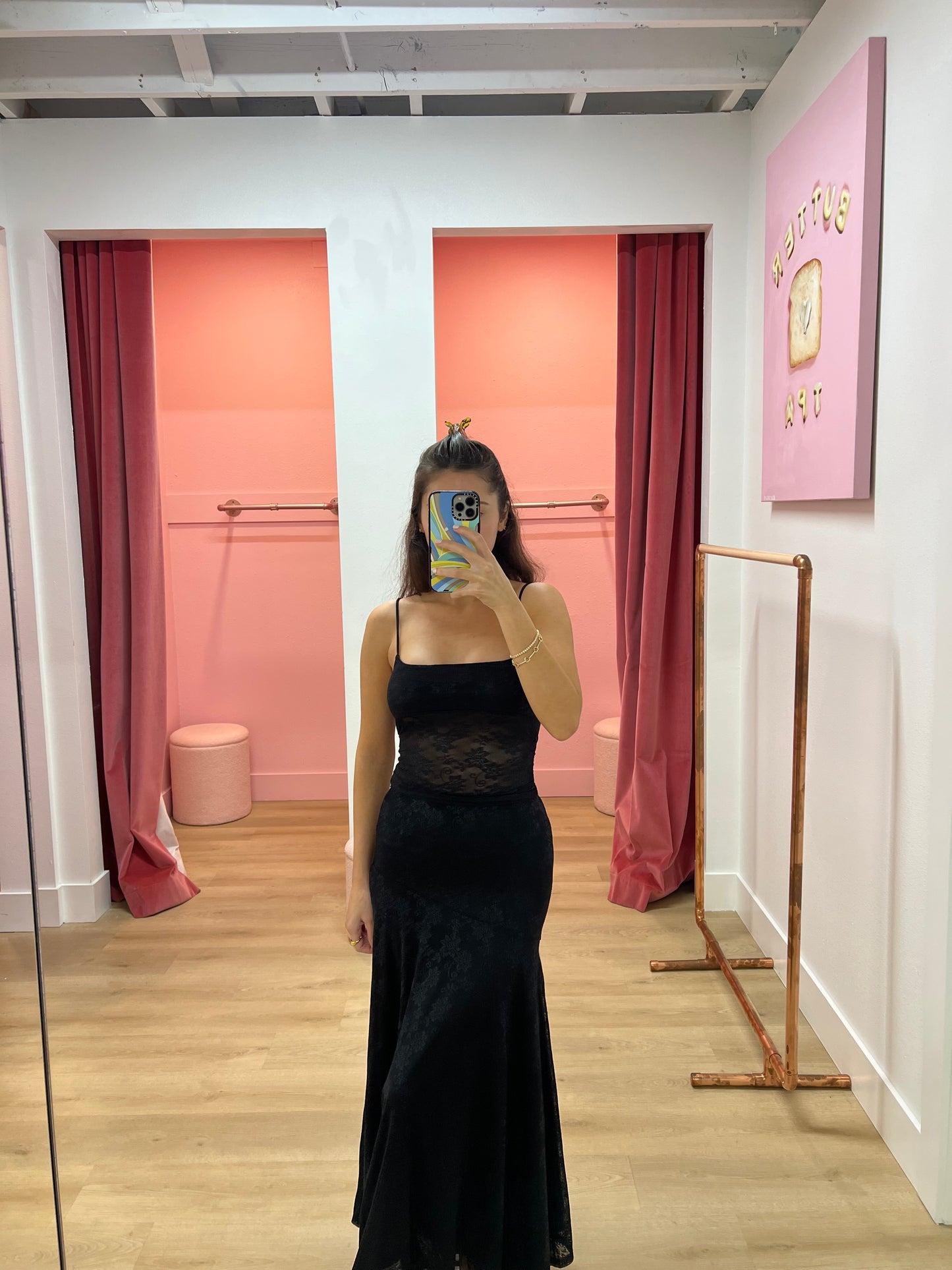 Stella Lace Spaghetti Top - Black