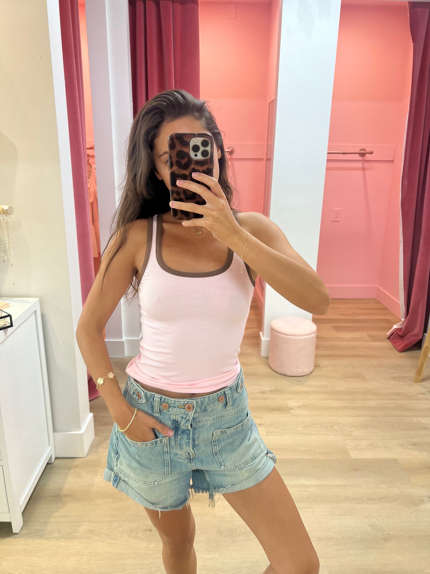 Angelo Tank - PINK/ CHOCOLATE