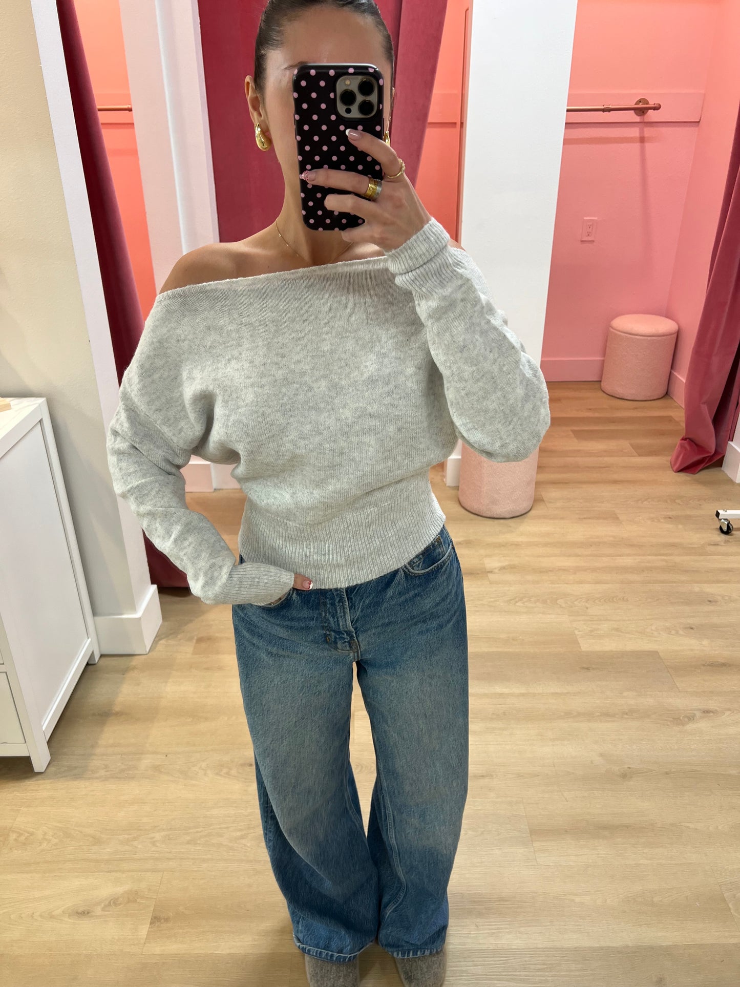 Chiara Off Shoulder Knit Sweater Top