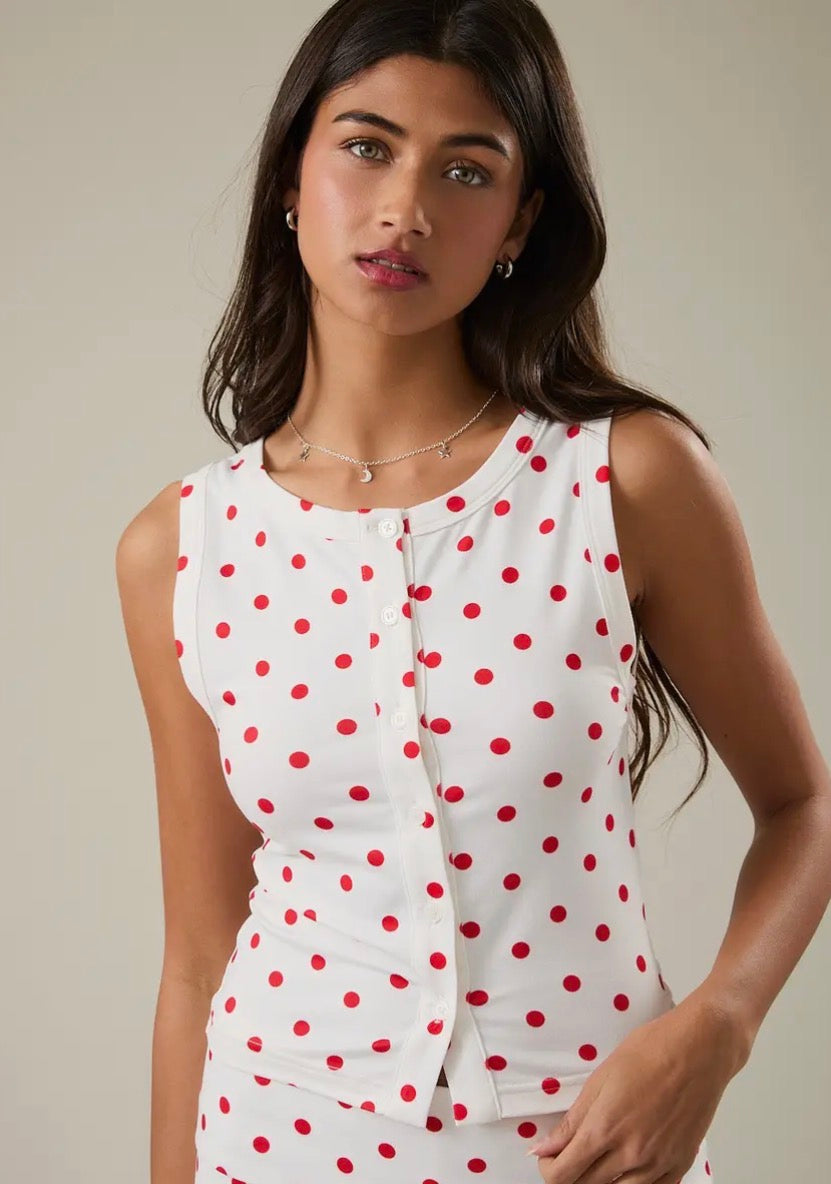 Lisa Polka Tank - RUBY