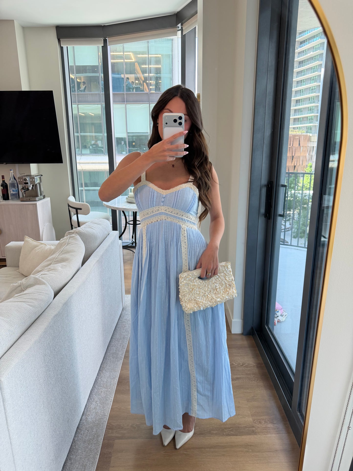 Jolie Lace Trim Maxi Sundress - Blue
