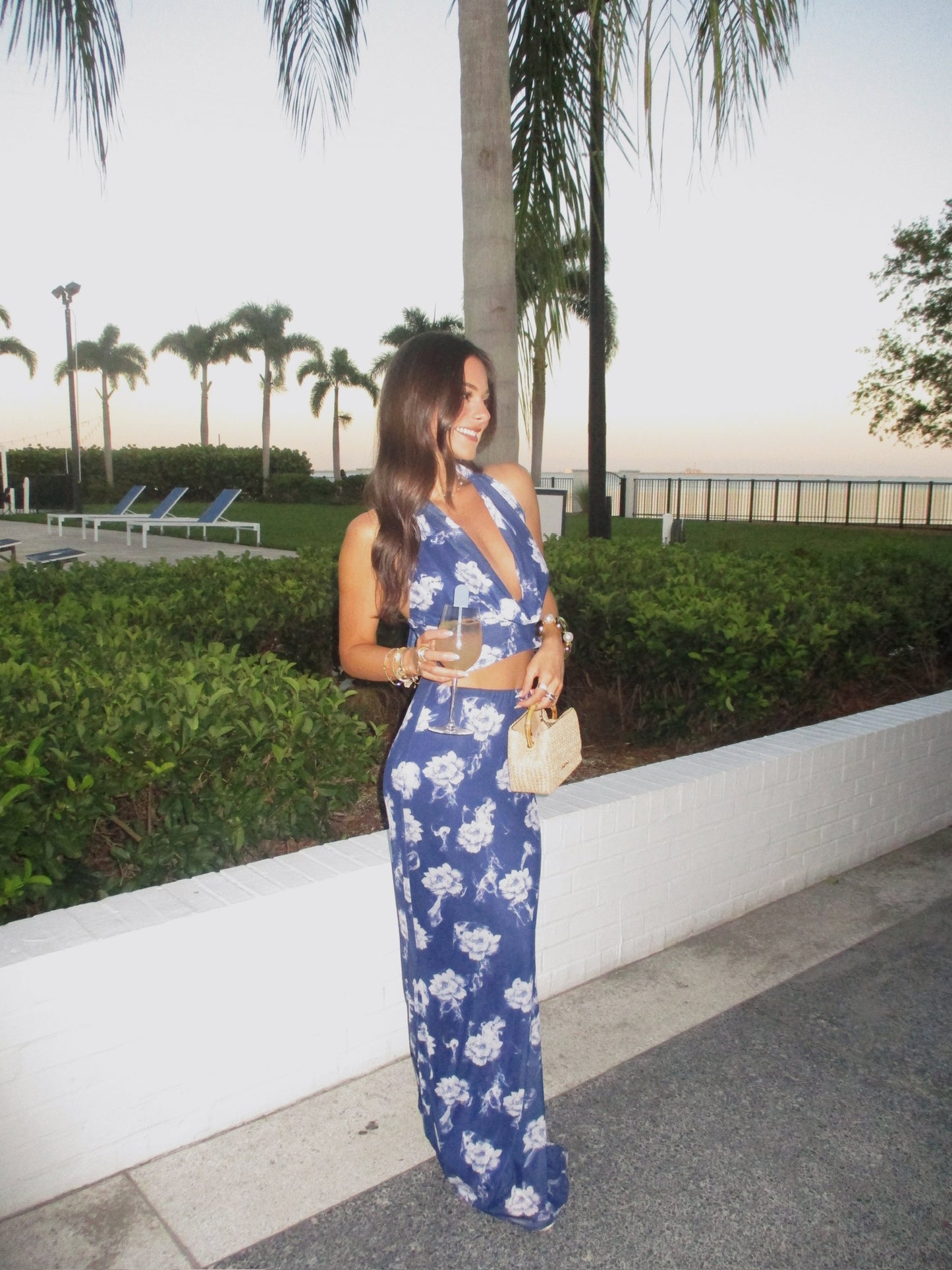 Annie Floral Plunge Neck Two Piece Set