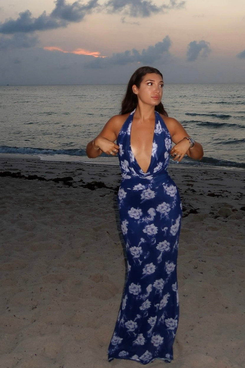 Annie Floral Plunge Neck Two Piece Set