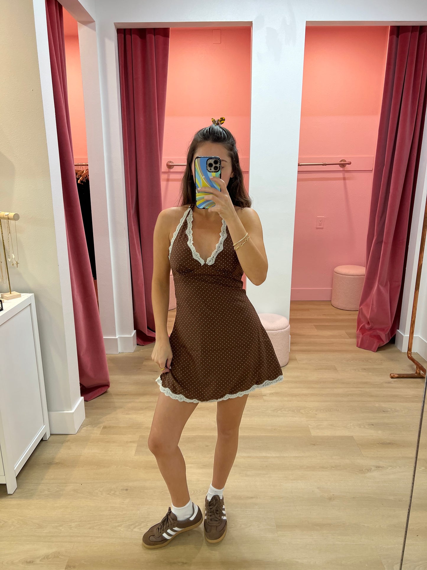 Sadie Red Polka Dot Dress - Chocolate