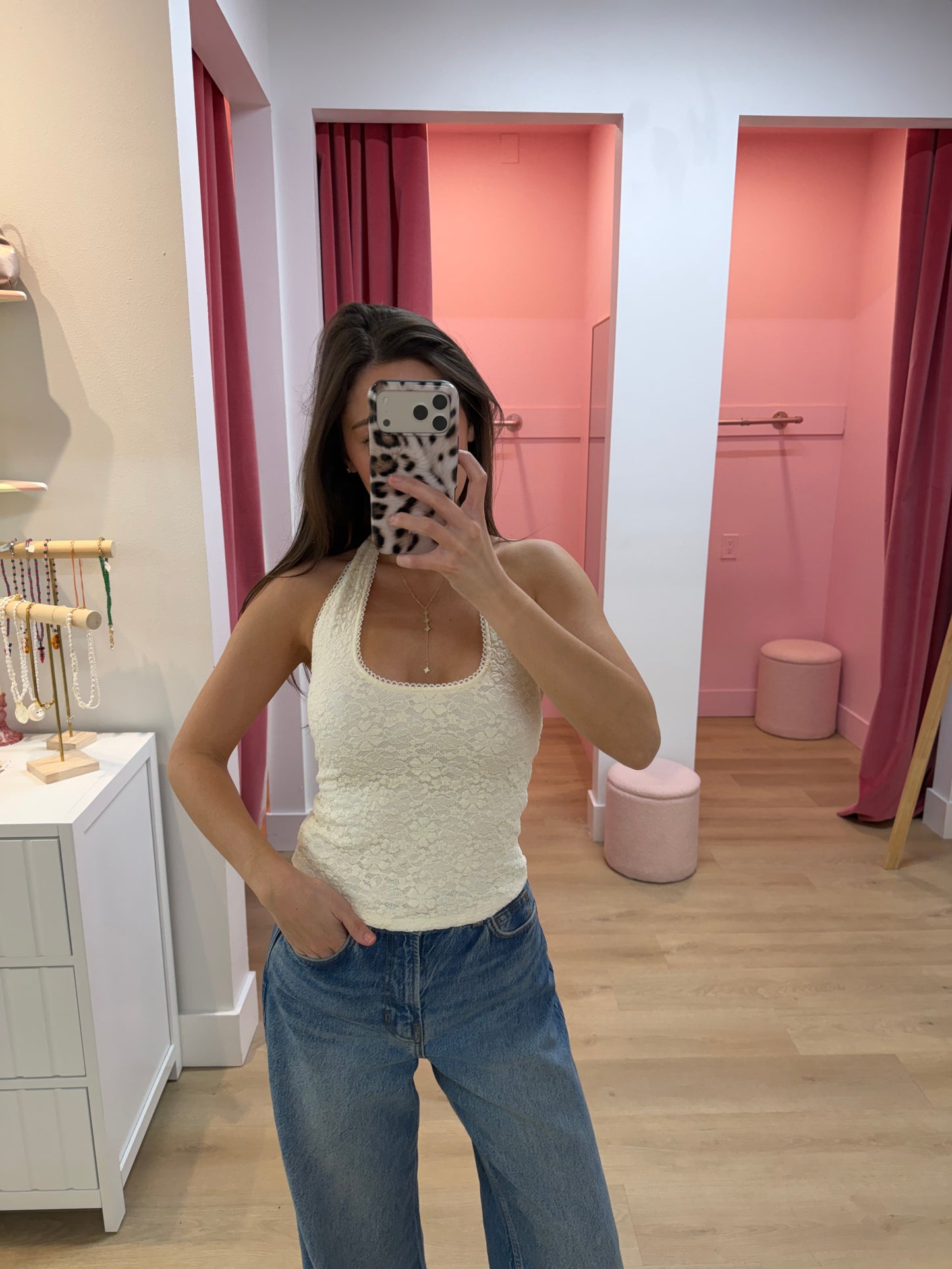 olive top - ivory lace