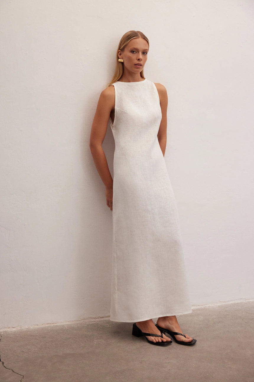 Olivia Sleeveless Maxi Linen Dress