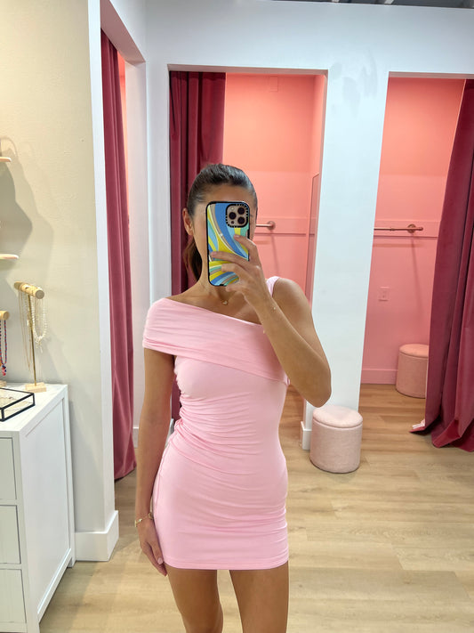 LARSEN ONE SHOULDER MINI DRESS - MUSK