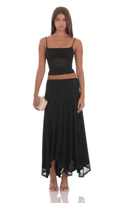 Stella Lace Maxi Skirt - Black