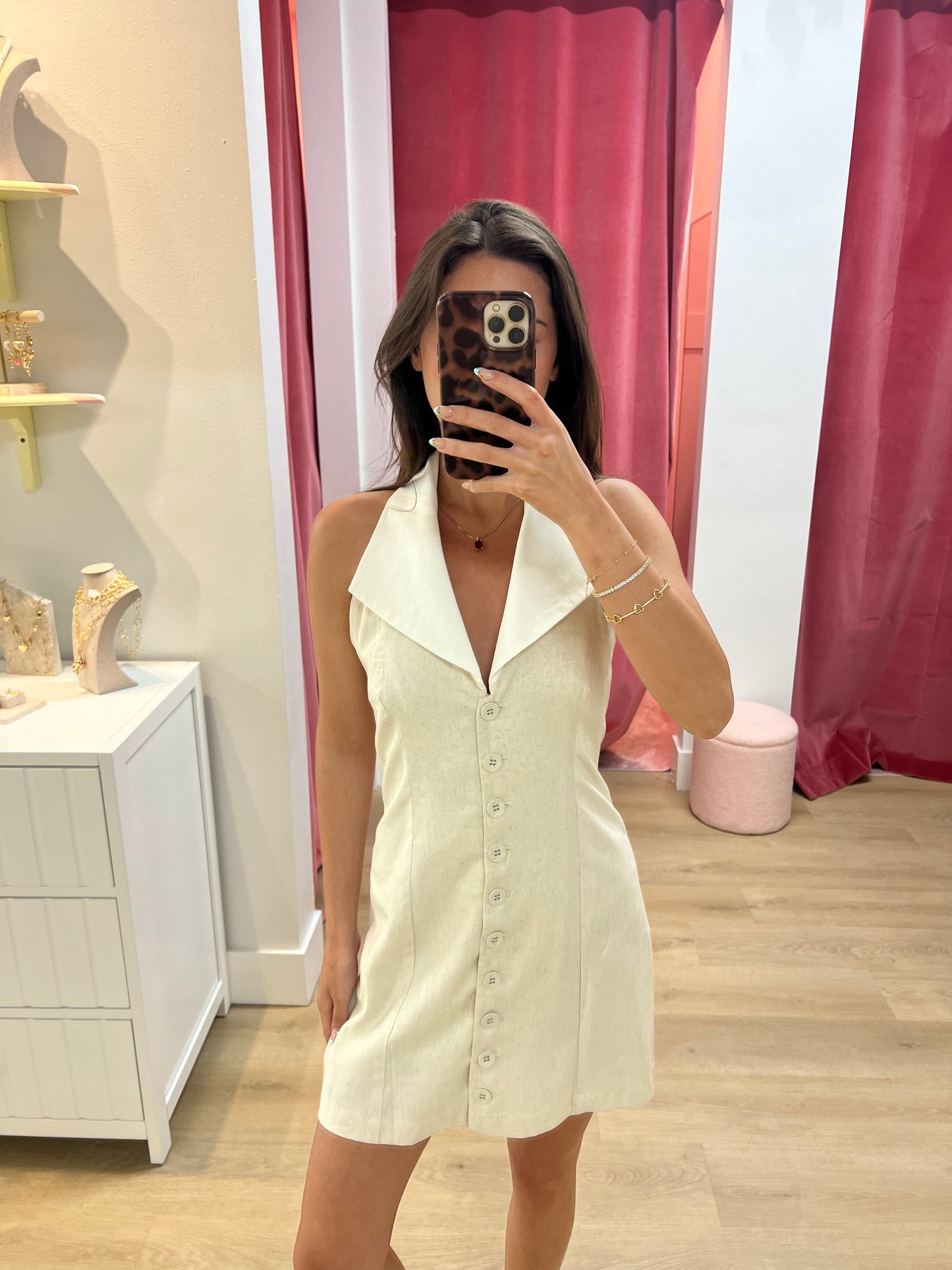 Lisette Button Front Mini Dress