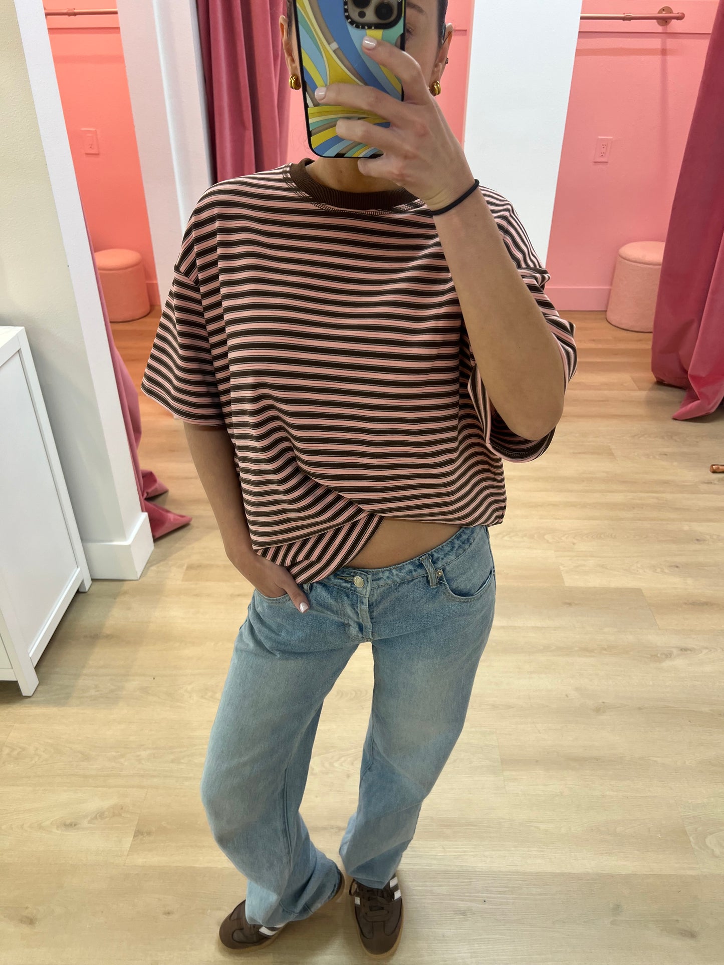 Sadie Striped T-Shirt - Chocolate Strawberry
