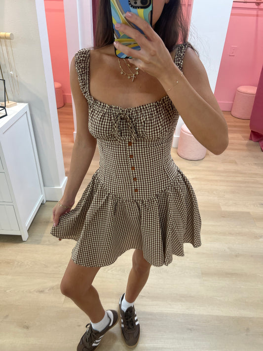 Sasha Poplin Mini Dress - Plaid