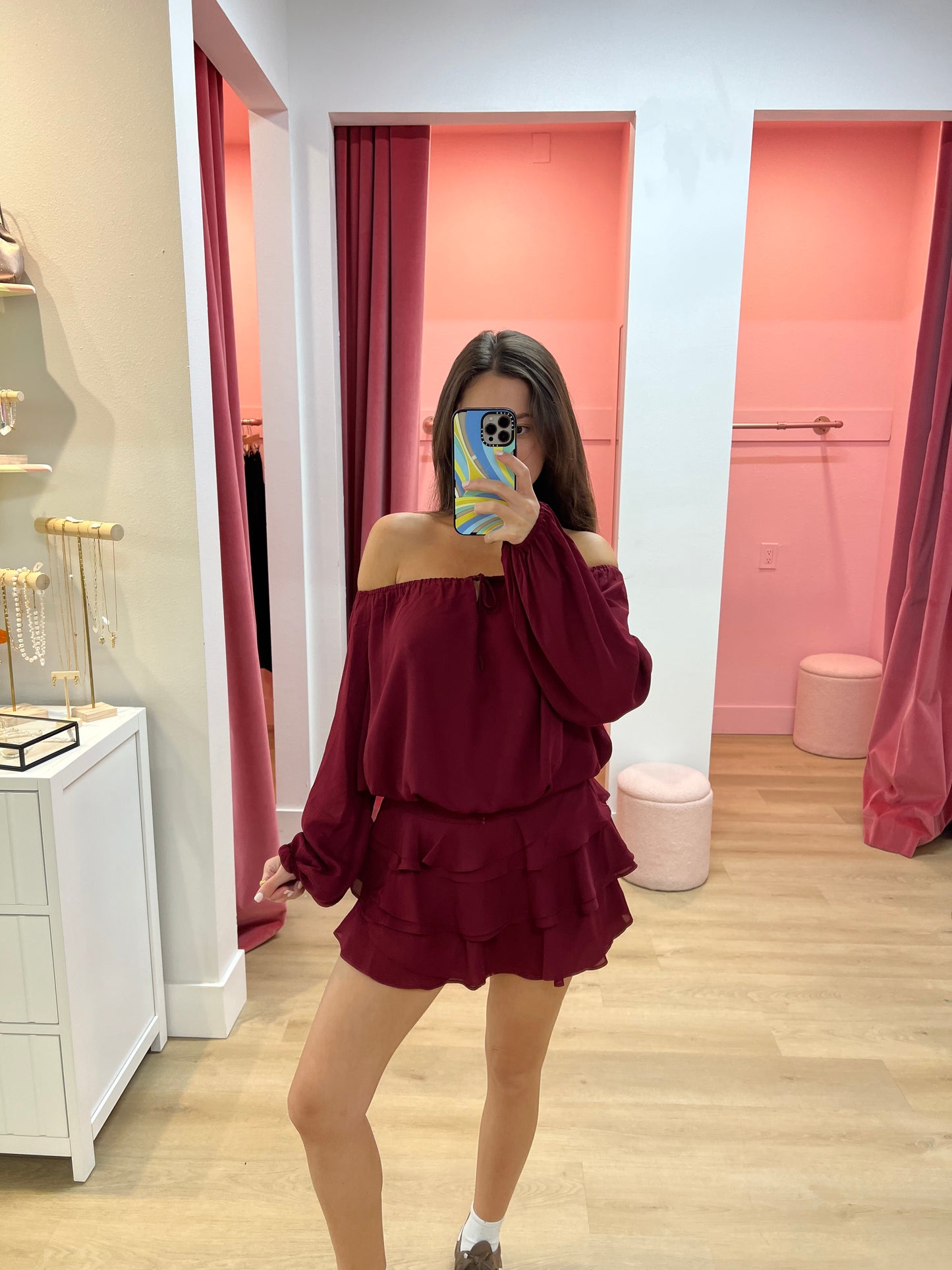 Polly Off-Shoulder Top - Burgundy