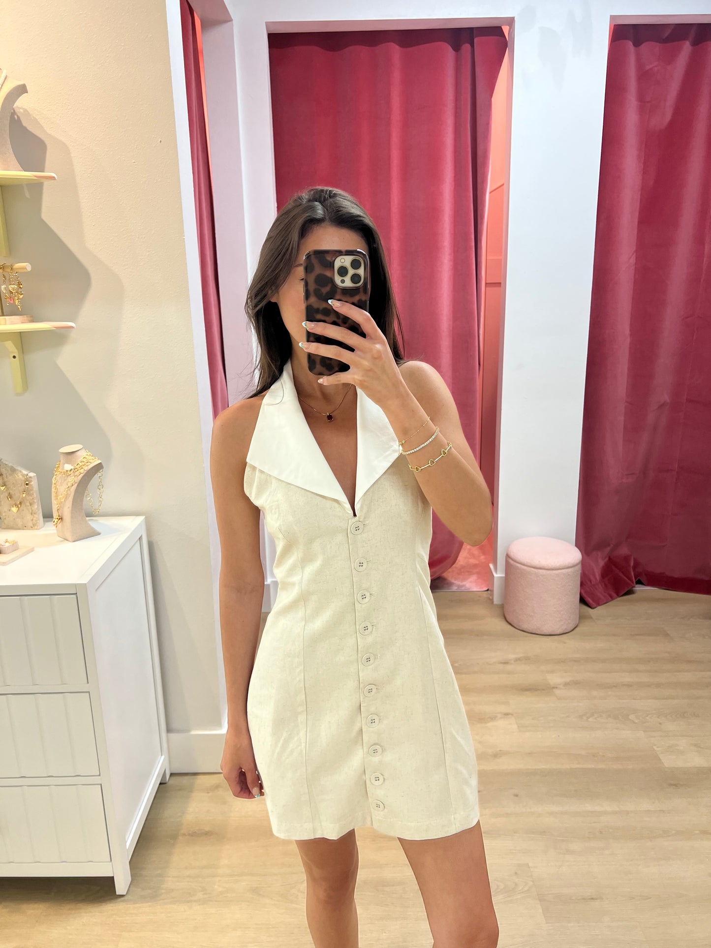 Lisette Button Front Mini Dress