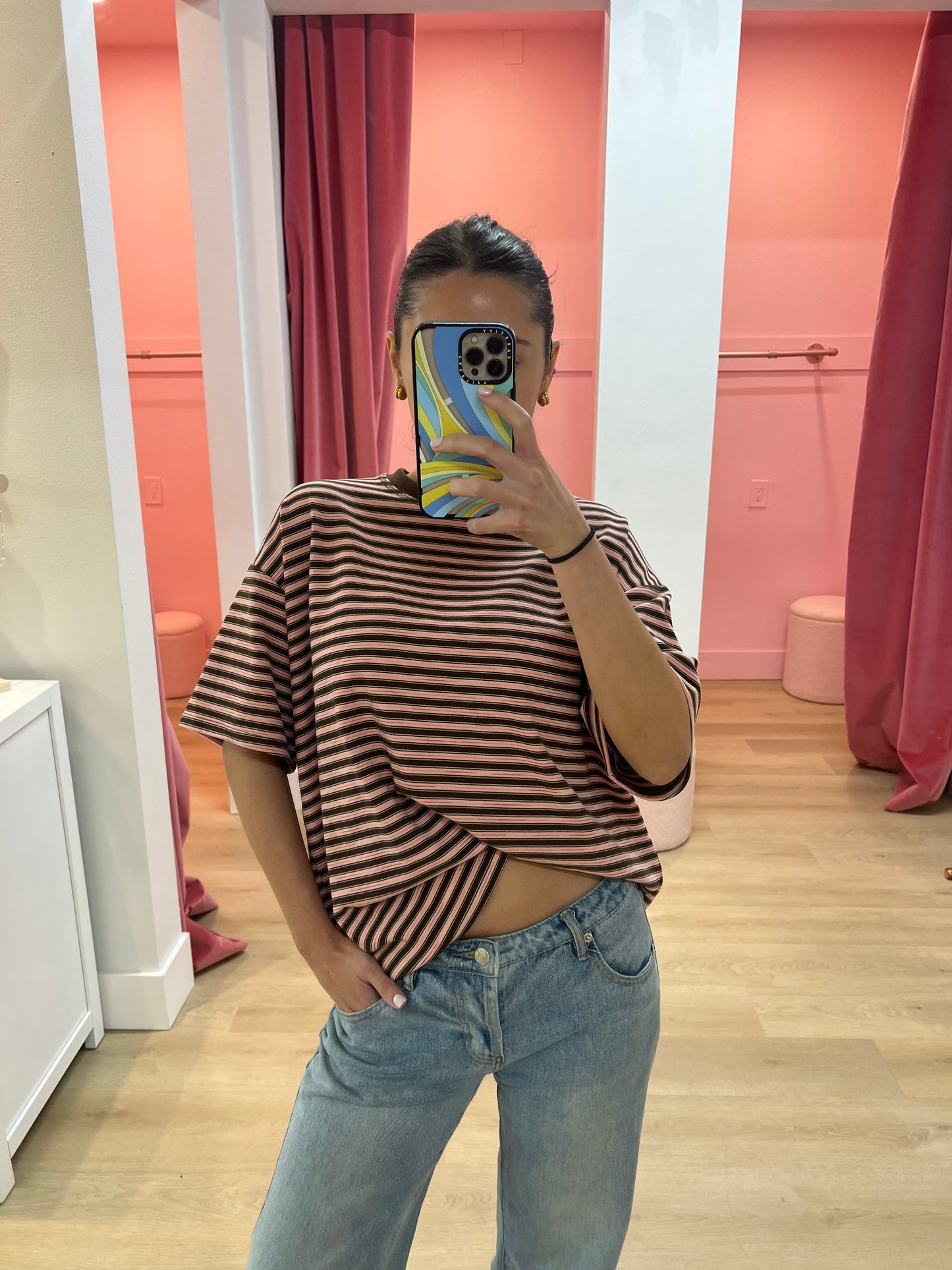 Sadie Striped T-Shirt - Chocolate Strawberry