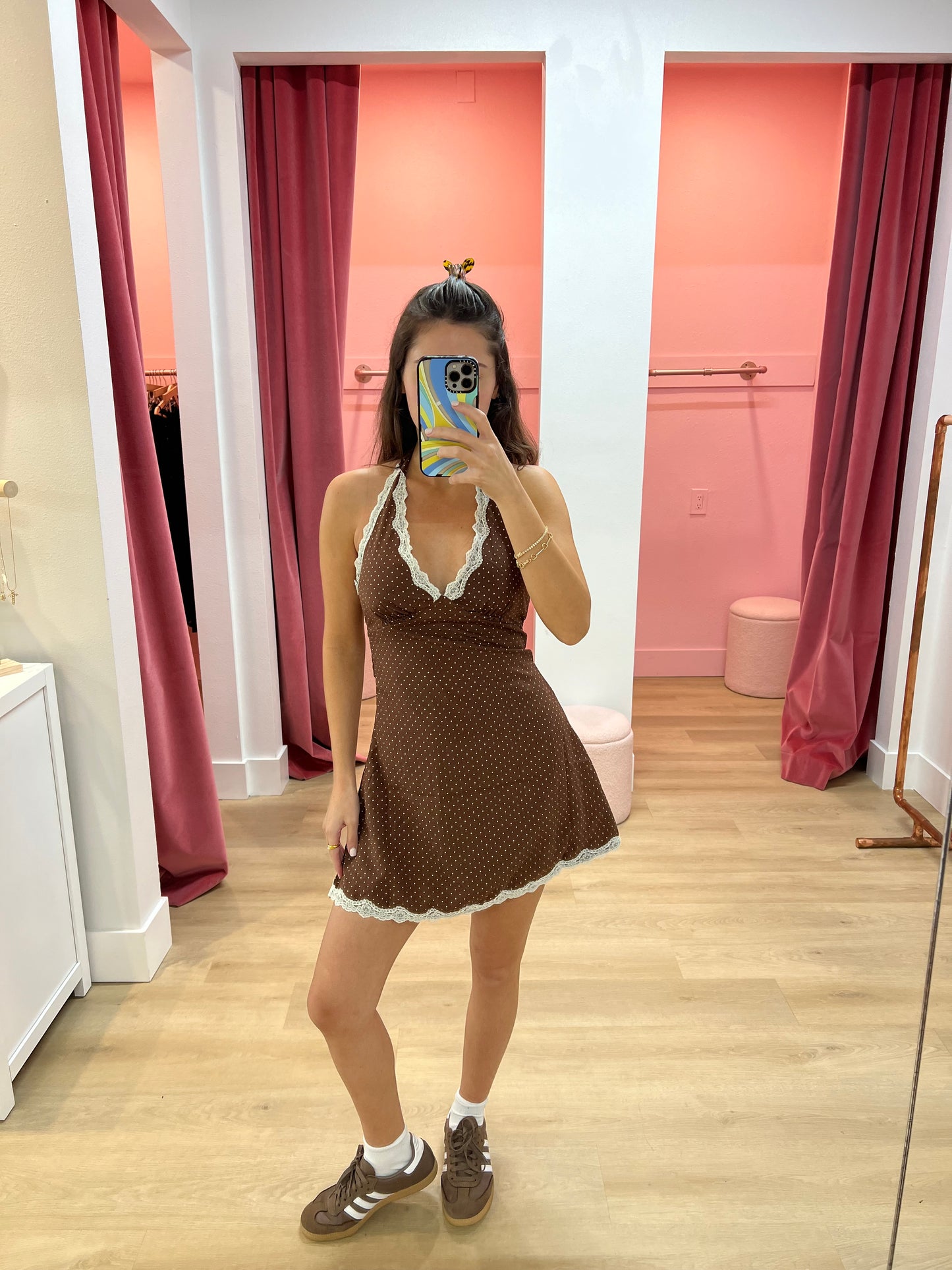 Sadie Red Polka Dot Dress - Chocolate