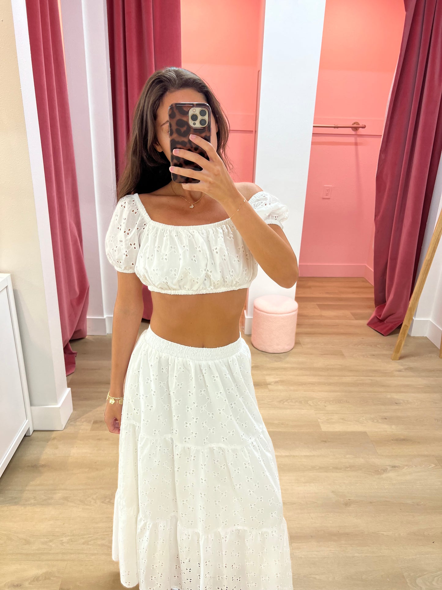 Amelia Cotton Eyelet Bralette Top - White