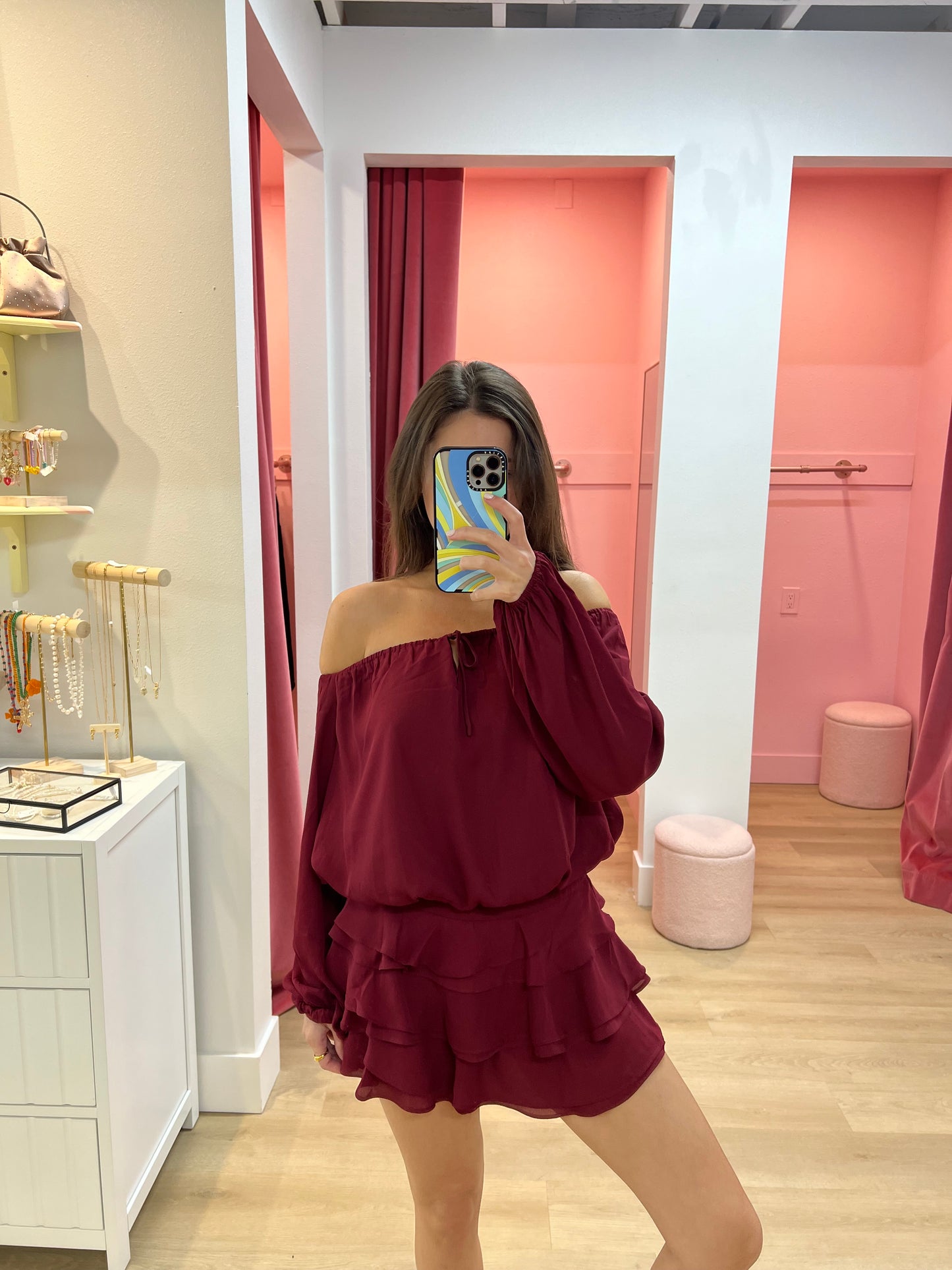 Polly Off-Shoulder Top - Burgundy