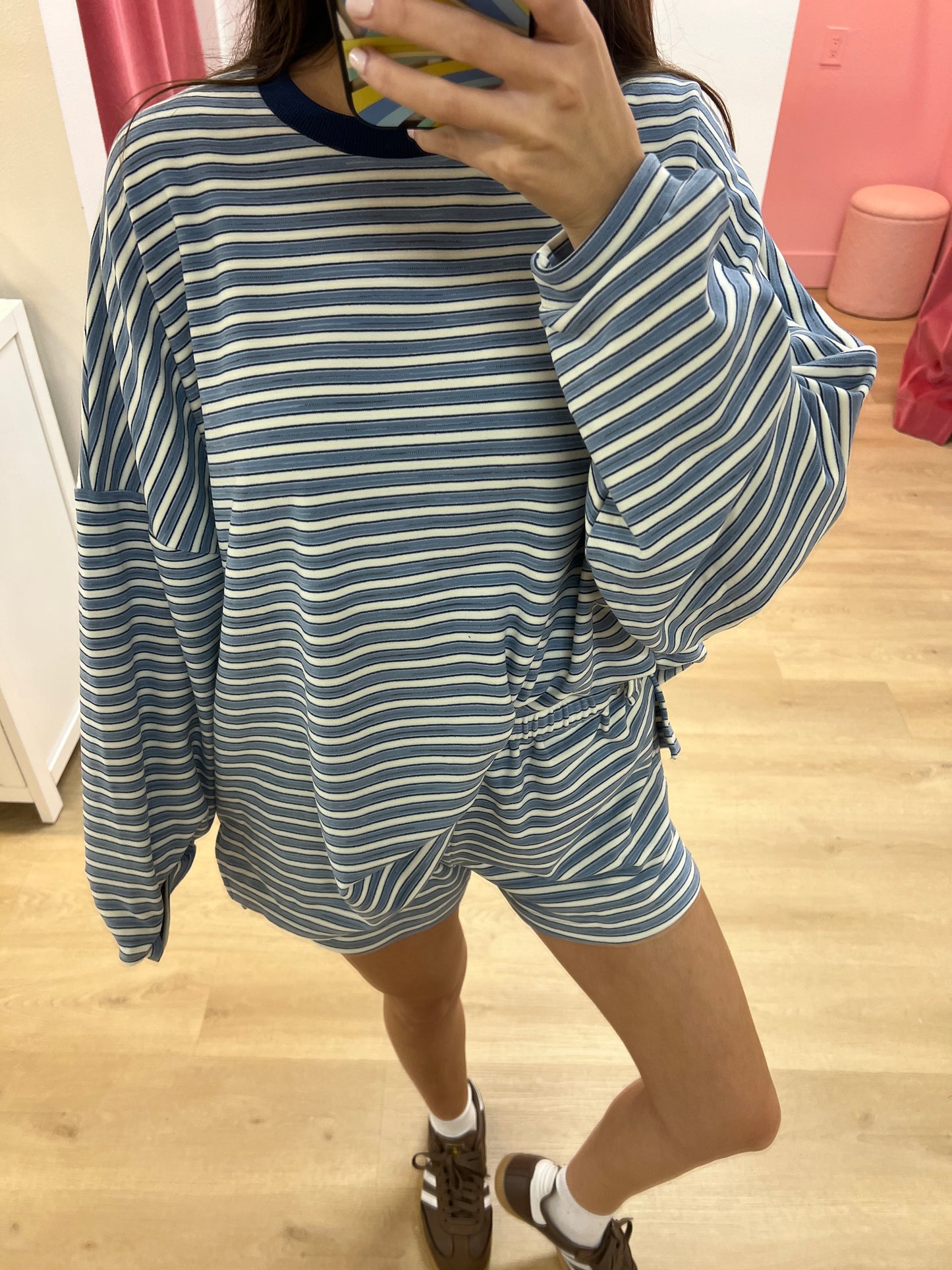 Cadie Long Sleeve Striped T-Shirt - Sailor Blue
