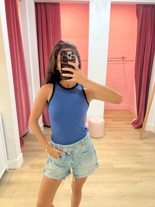 Melly Contrast Tank - Navy