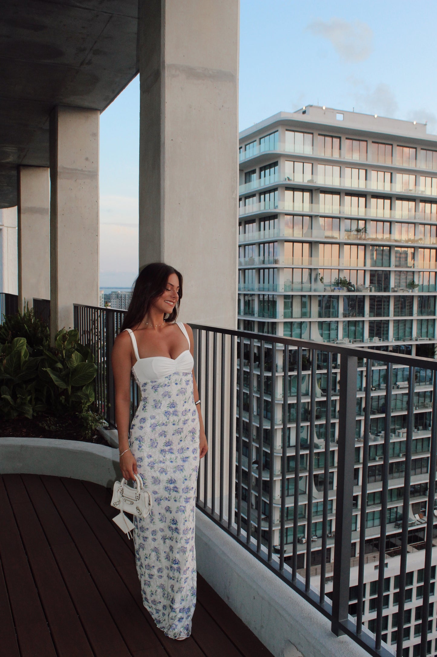 Litia Floral Lace Maxi Dress in White