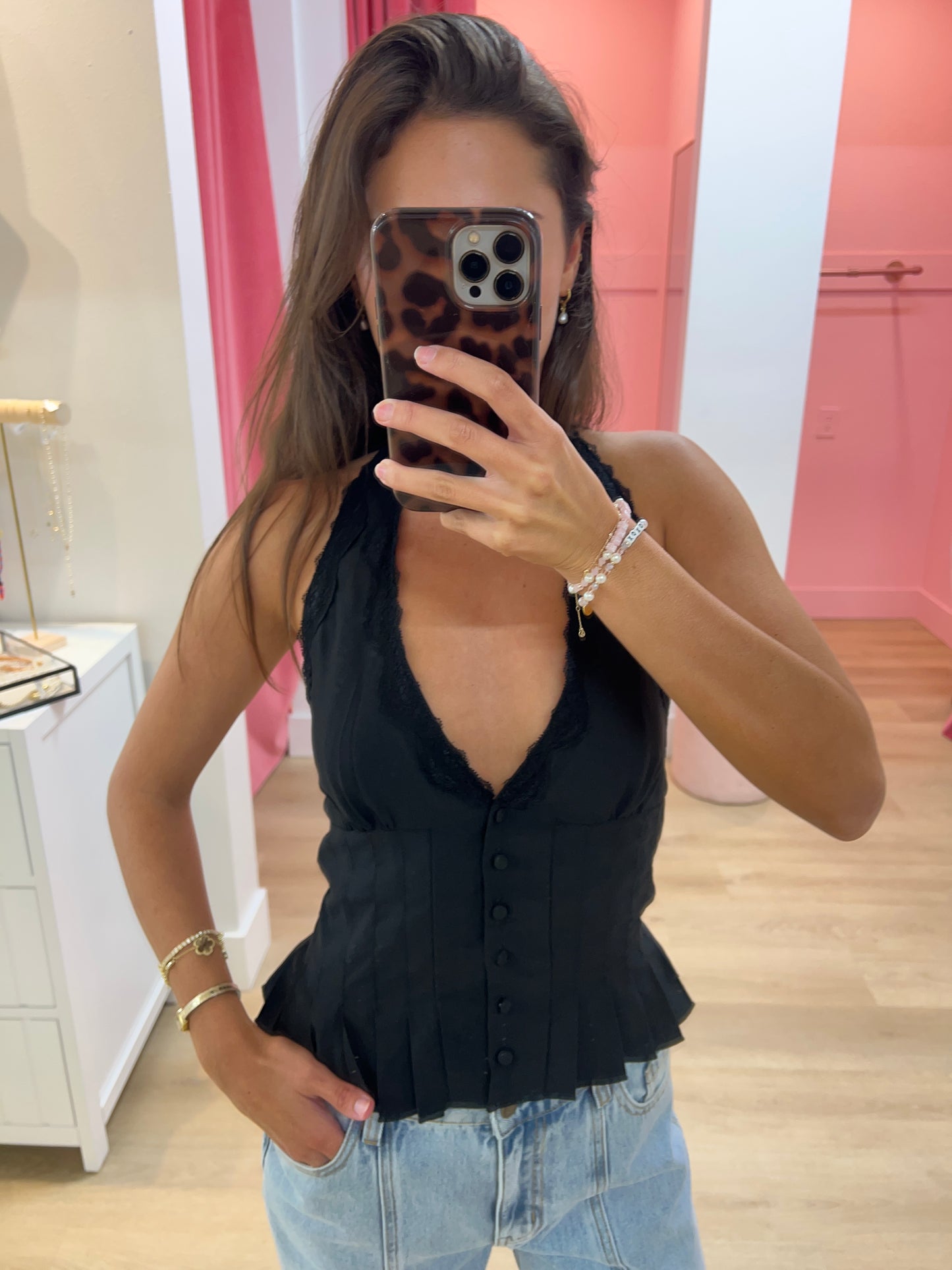 Alana Chiffon Halter Top - Black