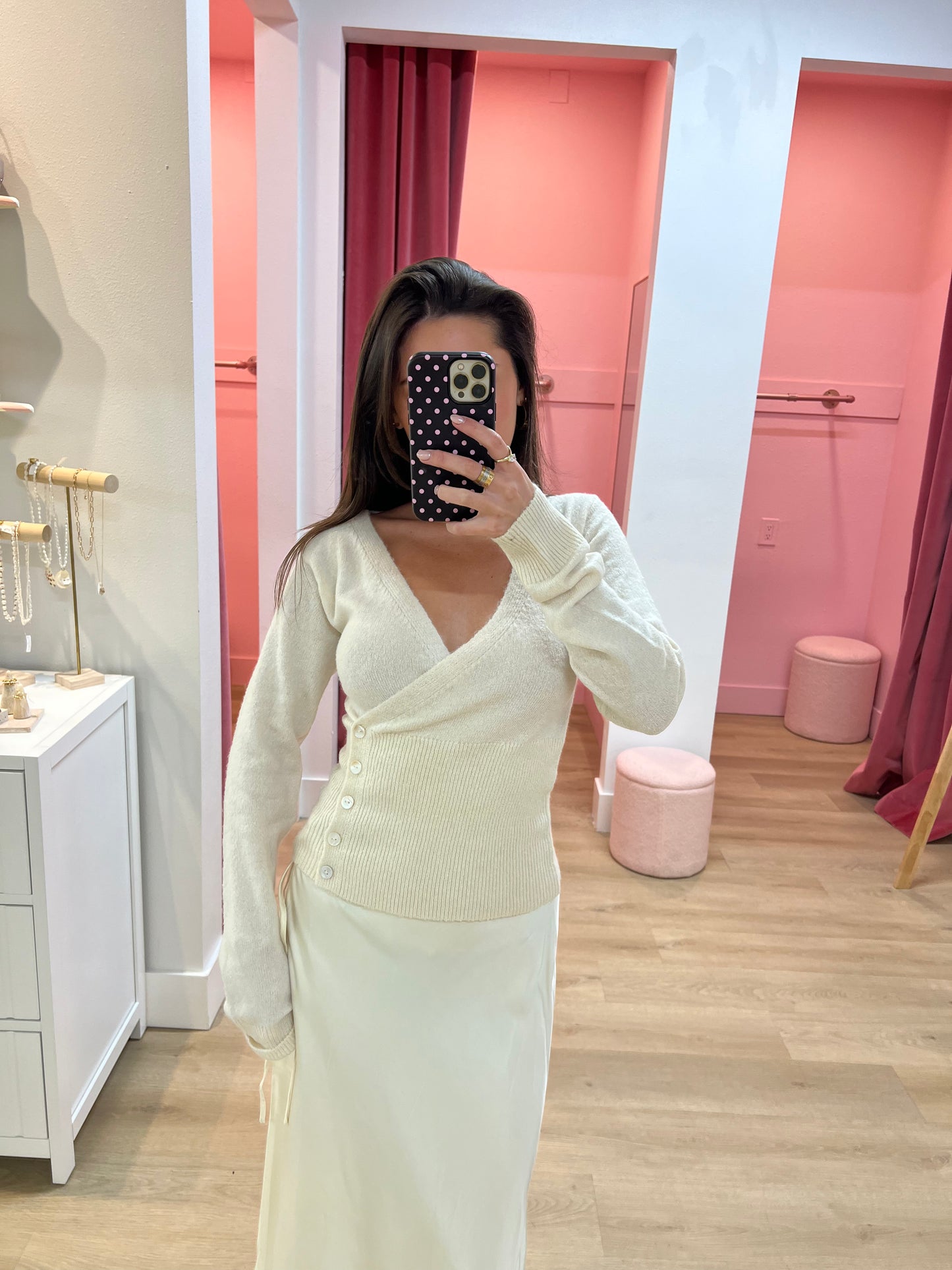 Lily Wrap Knit Top - Cream