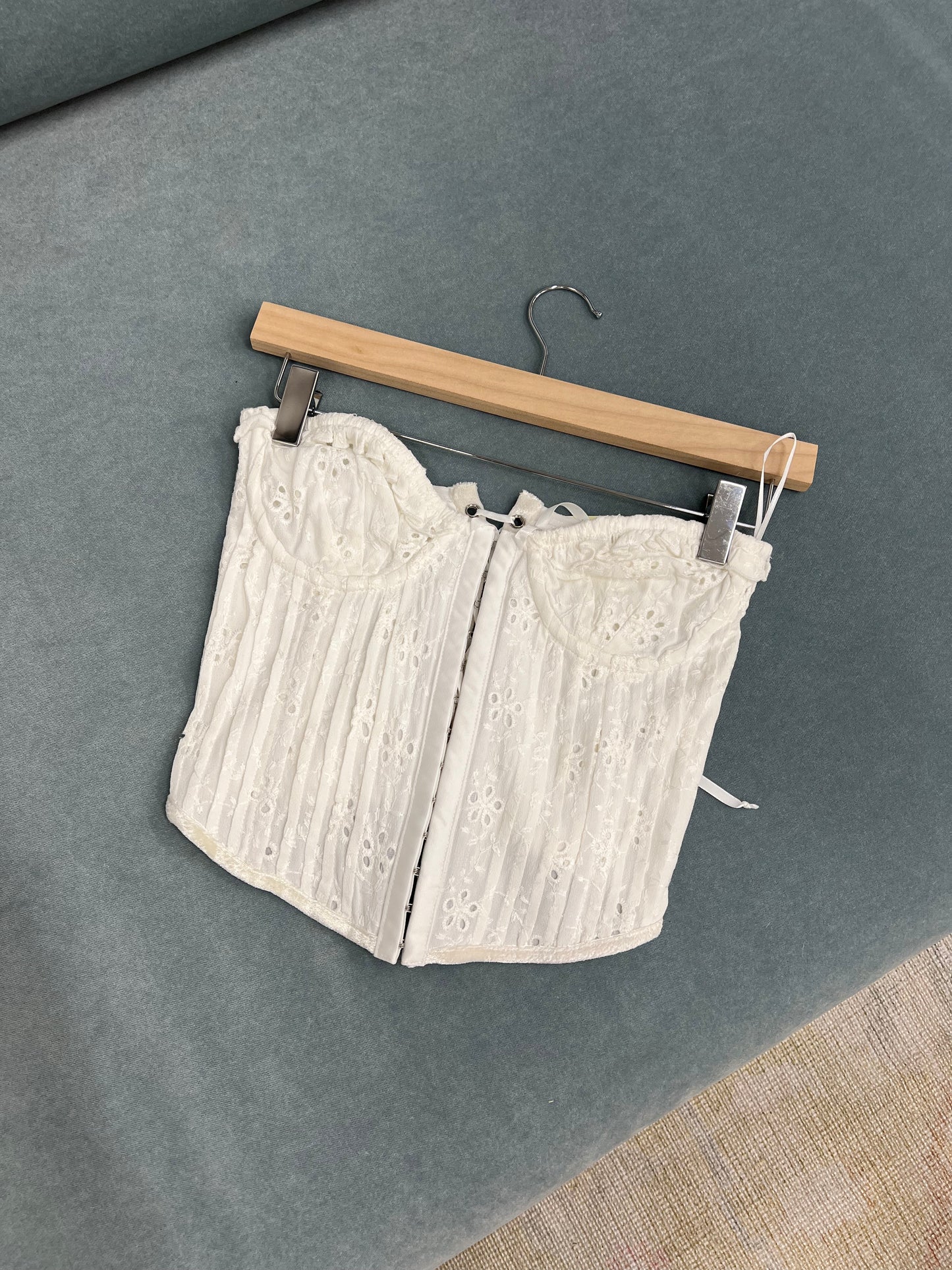 Maeve Eyelet Corset Top - White
