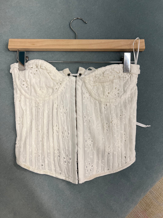 Maeve Eyelet Corset Top - White