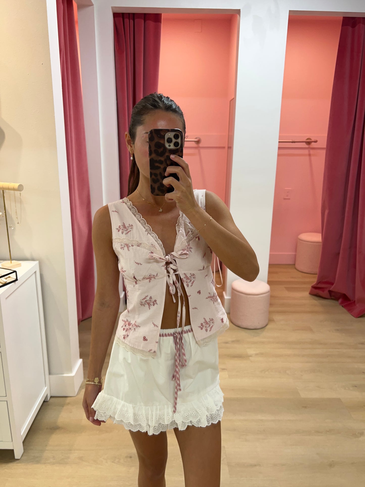 Connie Lace Trim Mini Skirt