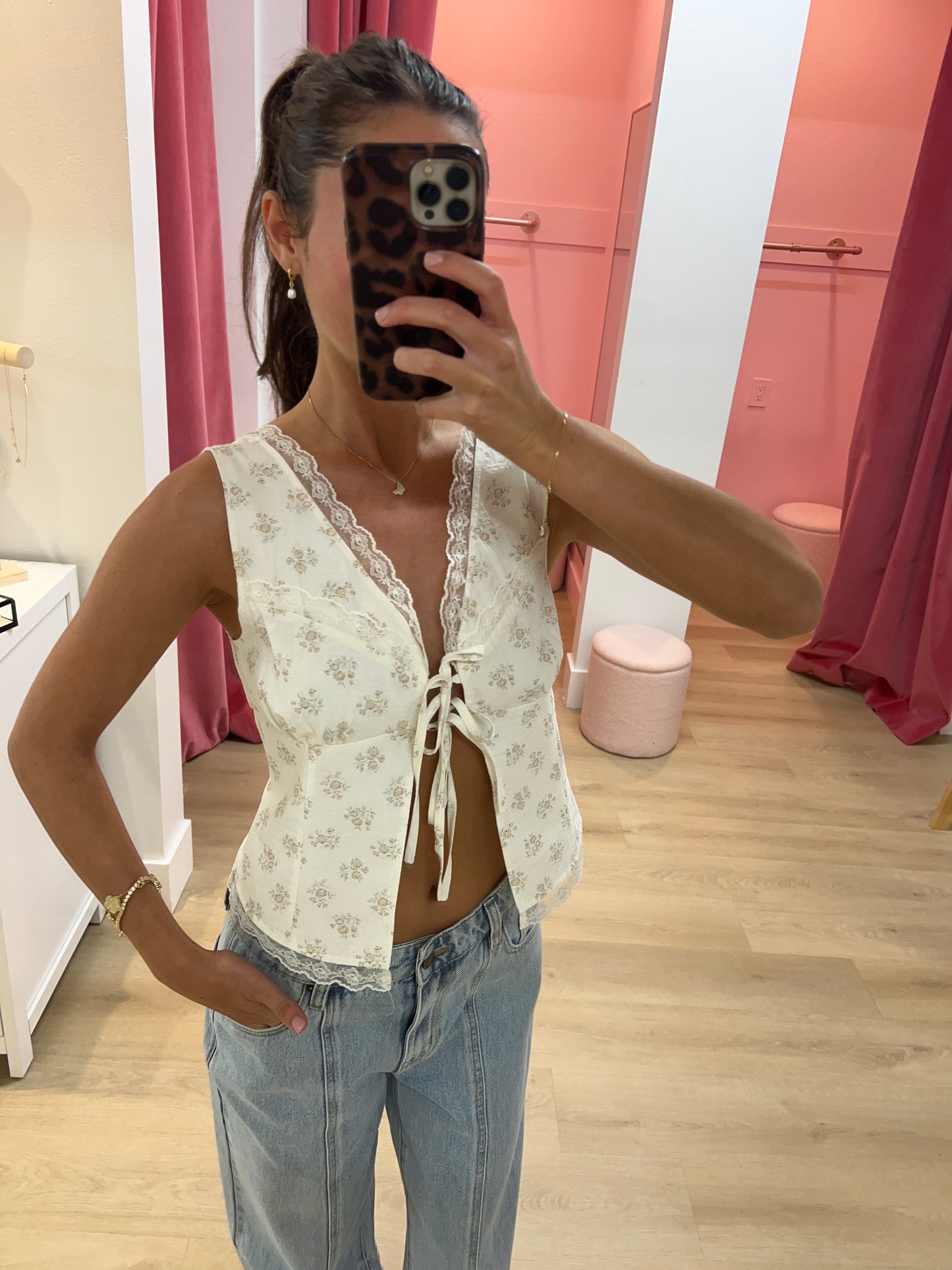 Vivi Split Front Corset Top - Ivory