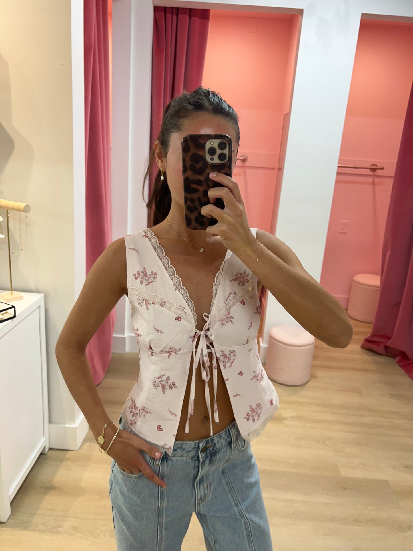 Vivi Split Front Corset Top - Blush