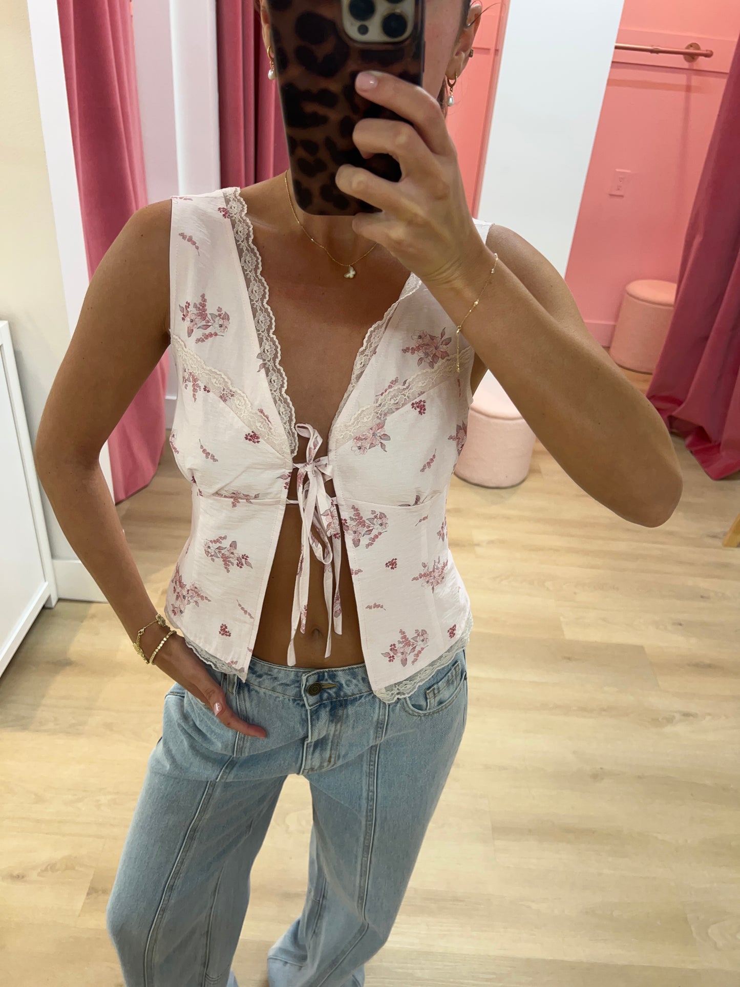Vivi Split Front Corset Top - Blush