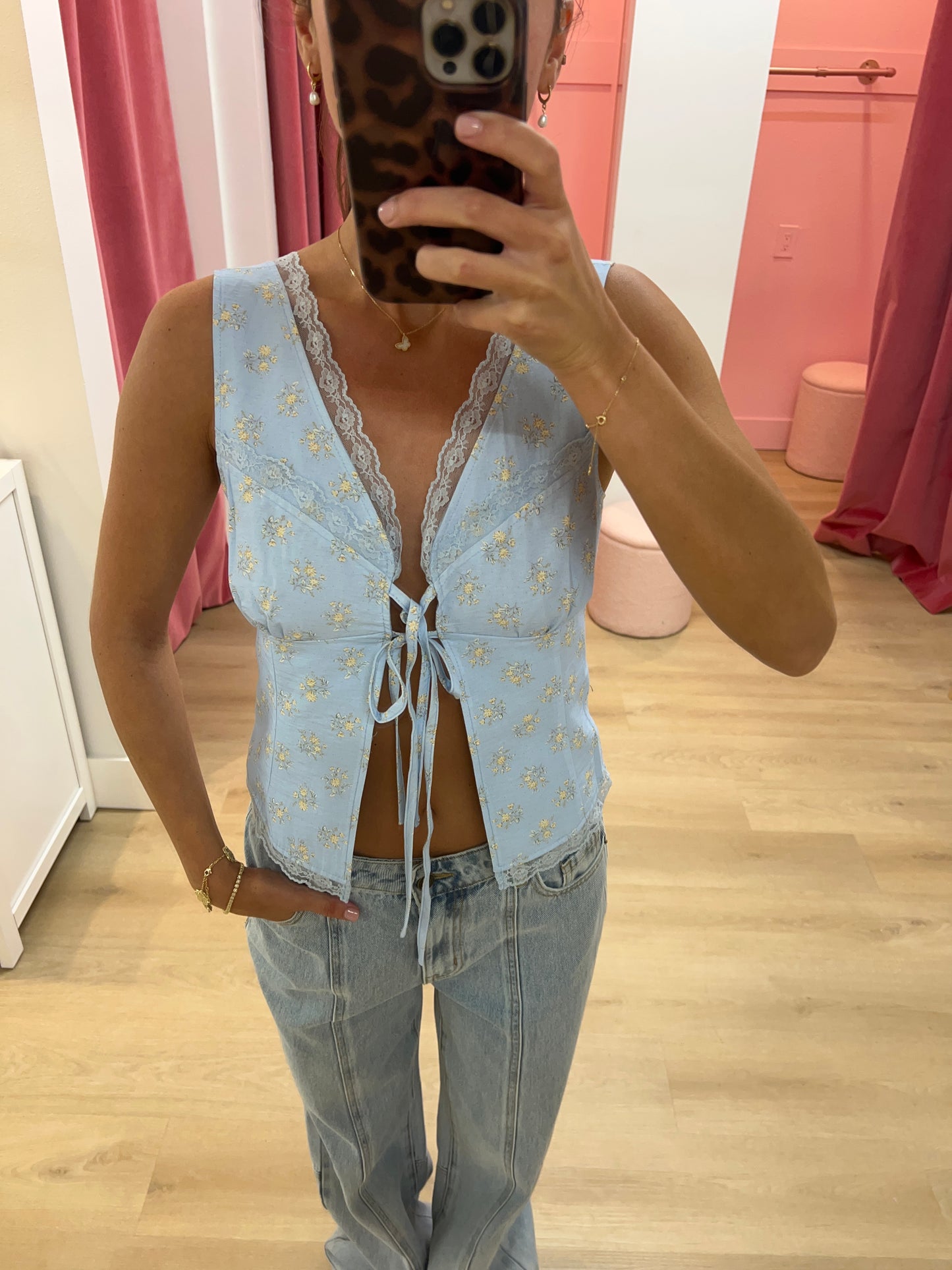 Vivi Split Front Corset Top - Blue