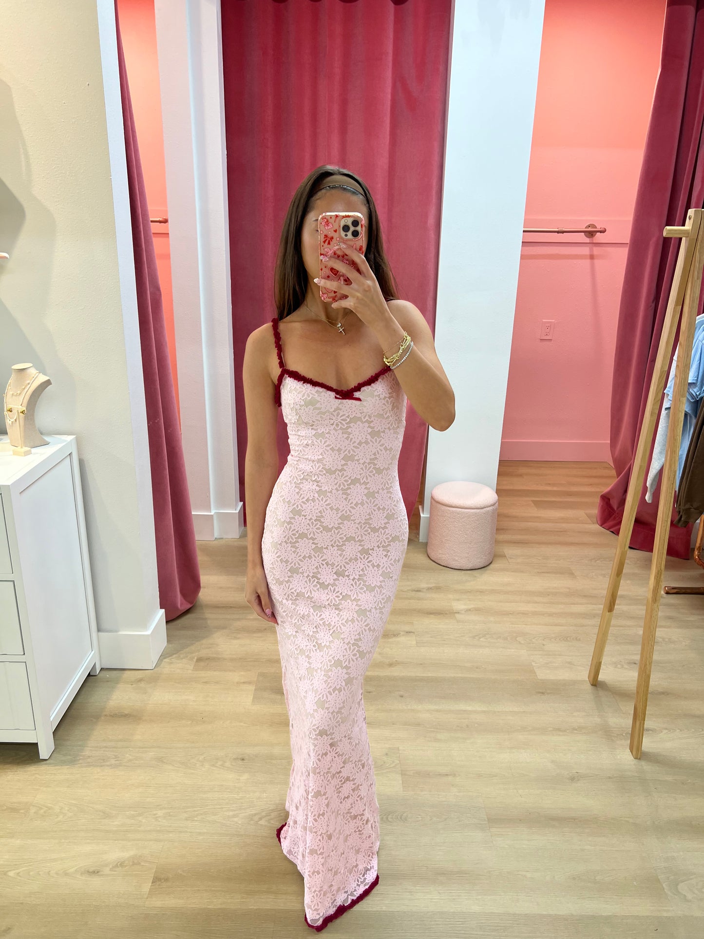 Sarta Lace Maxi Dress - Musk Pink