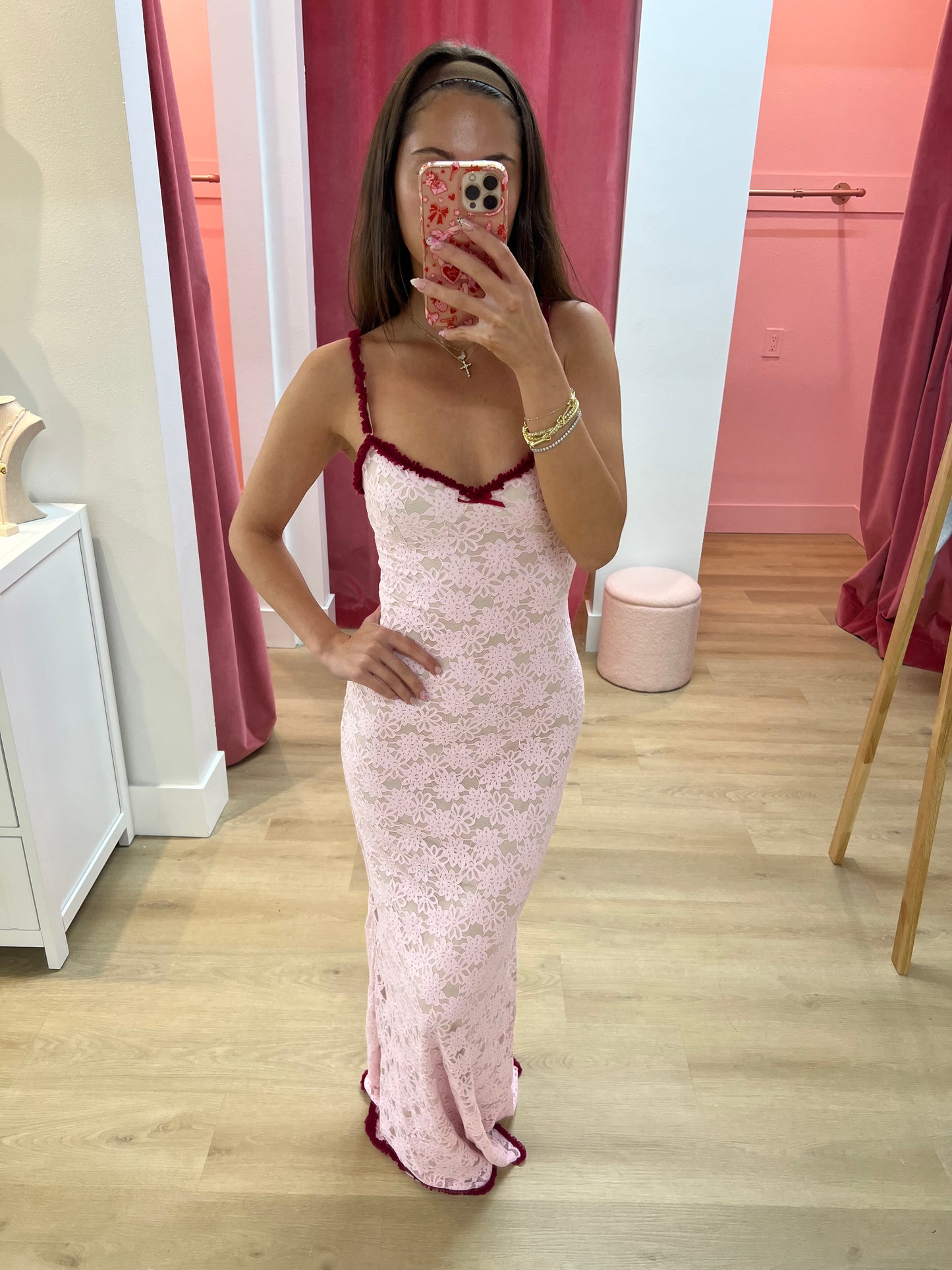 Sarta Lace Maxi Dress - Musk Pink