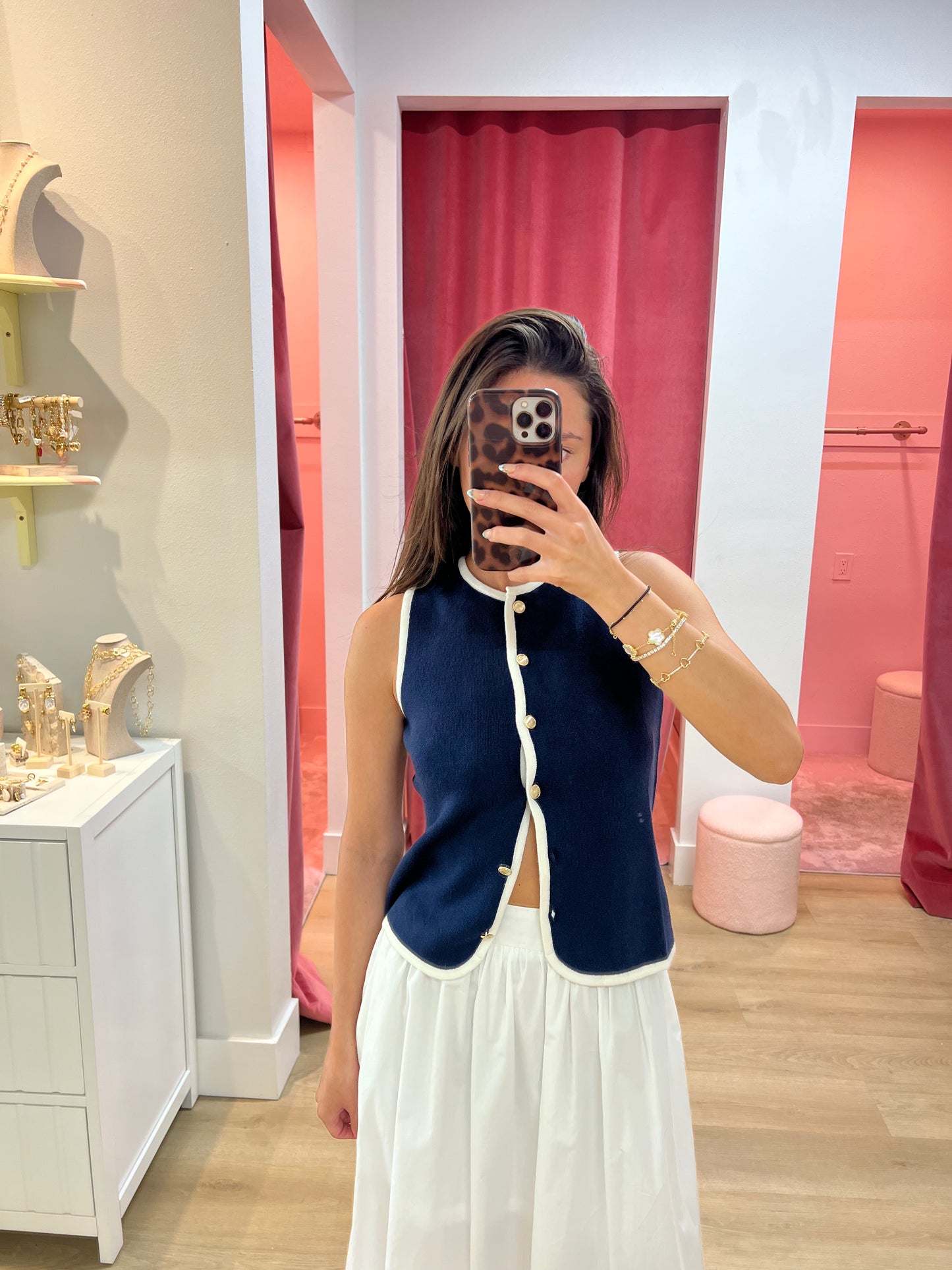 Tatum Contrast Button Sweater Vest