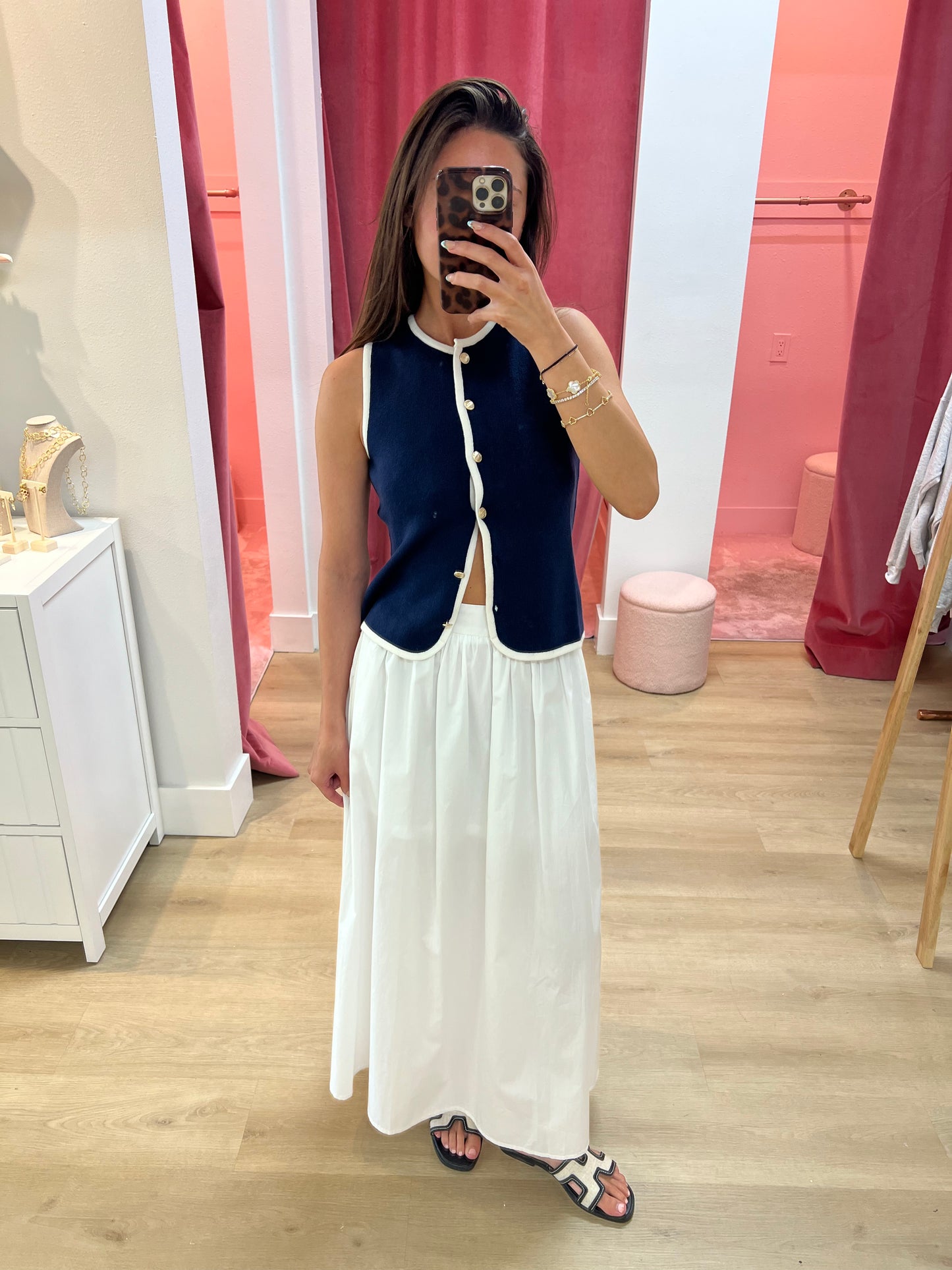 Tatum Contrast Button Sweater Vest