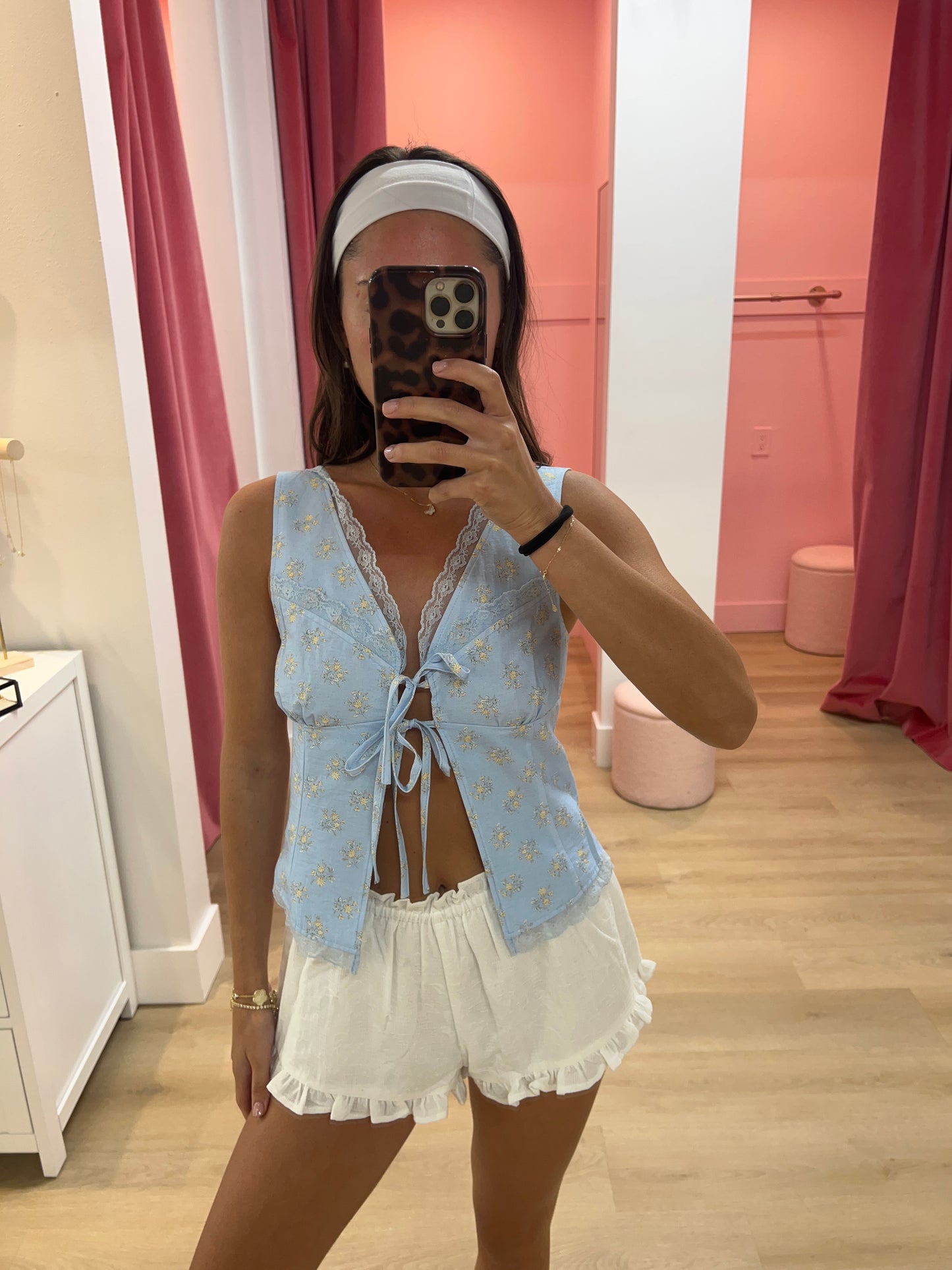 Vivi Split Front Corset Top - Blue
