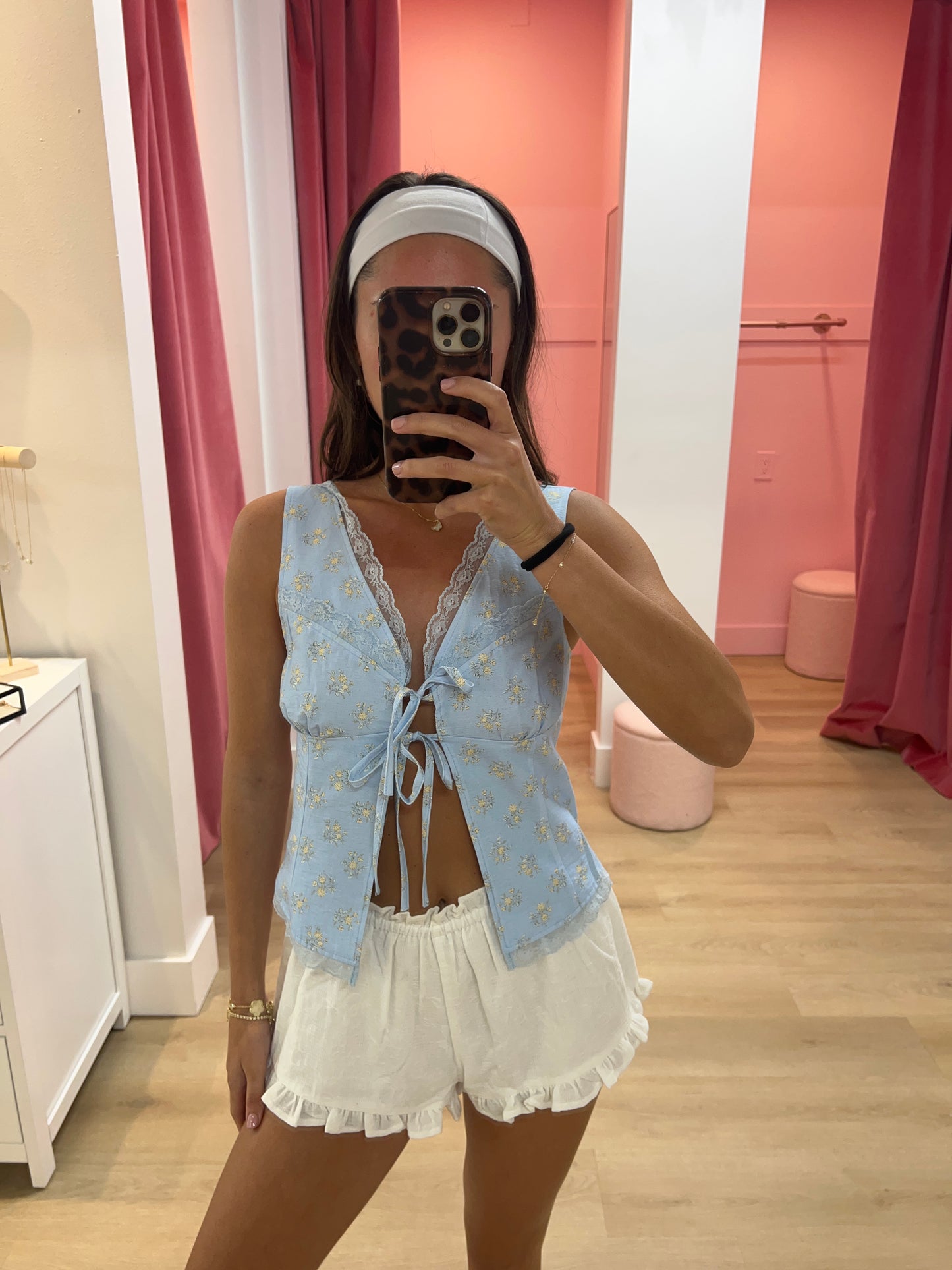Vivi Split Front Corset Top - Blue