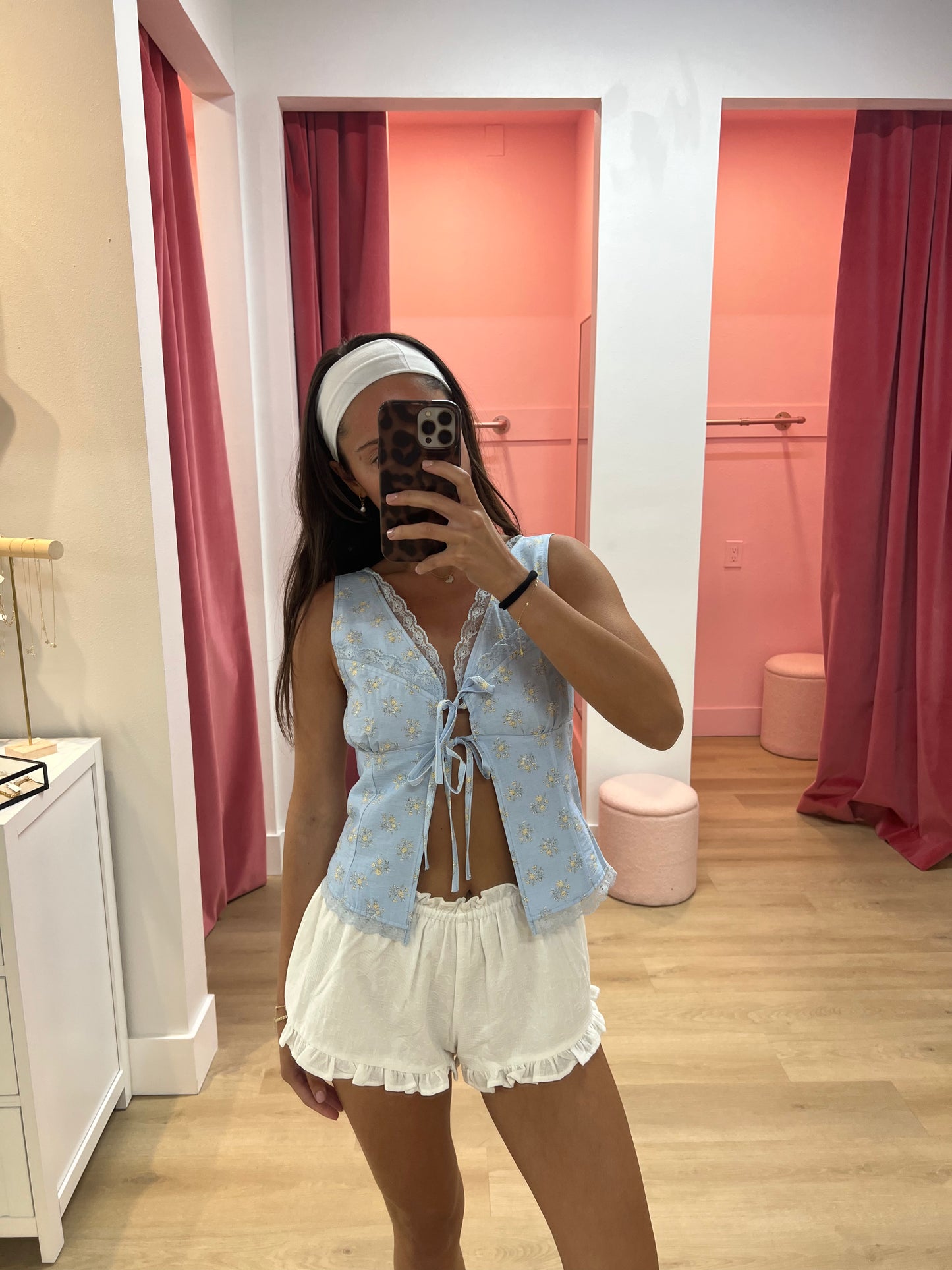 Vivi Split Front Corset Top - Blue