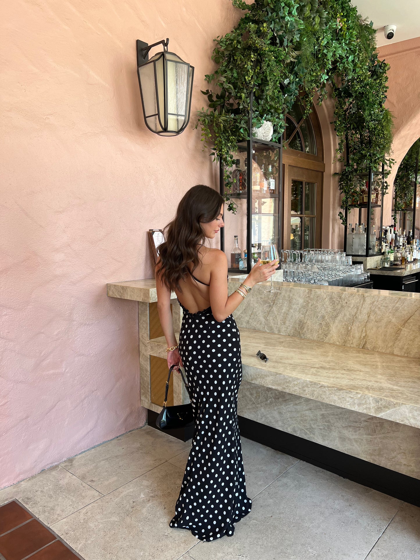 Monet Maxi Dress - Black Polka Dot