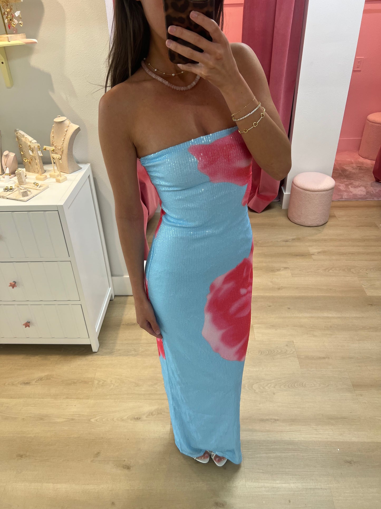 Gabriela Blue Sequin Maxi Dress