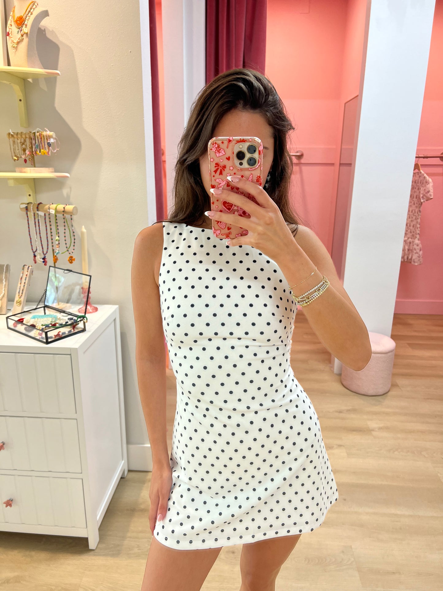 Betty PolkaDot Boat Neck Dress