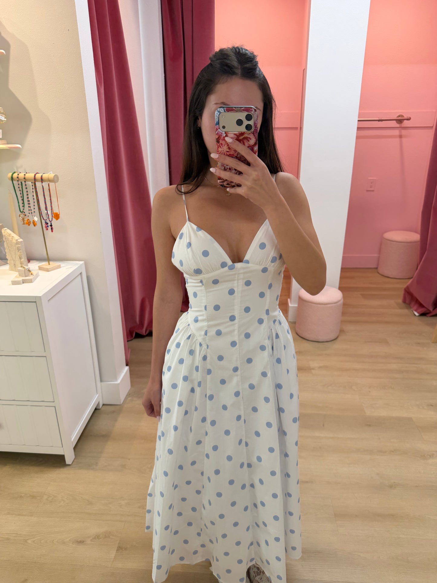 sydney dress - blue polka dot